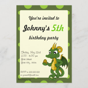Caricature de dragon vert invitations à imprimer