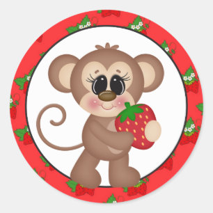 Caricature de fraise Monkey fun sticker