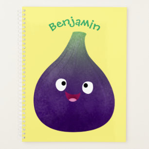 Caricature de fruits mauve joyeux aux figues
