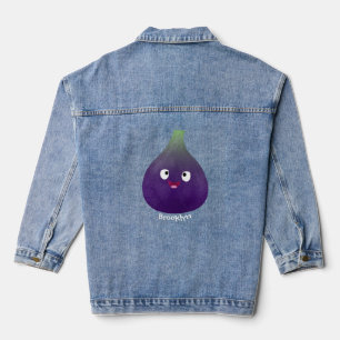 Caricature de fruits mauve joyeux aux figues