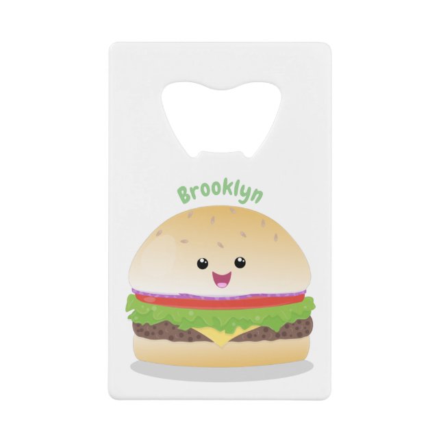Caricature de hamburger kawaii joyeux (Devant)