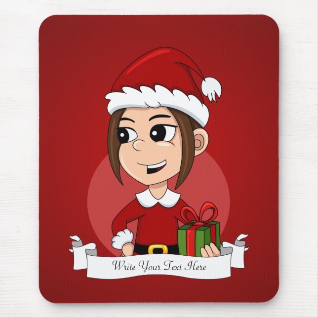 Caricature de la fille de Noël tapis de souris (Devant)