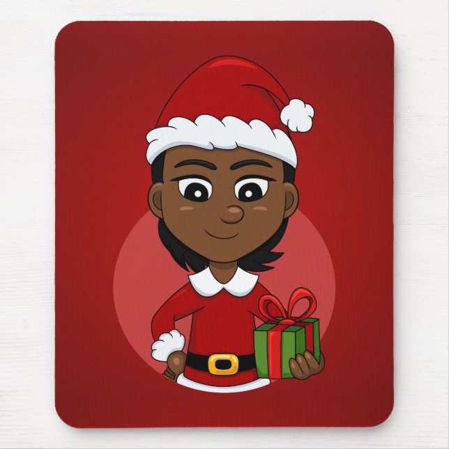 Caricature de la fille de Noël tapis de souris (Devant)