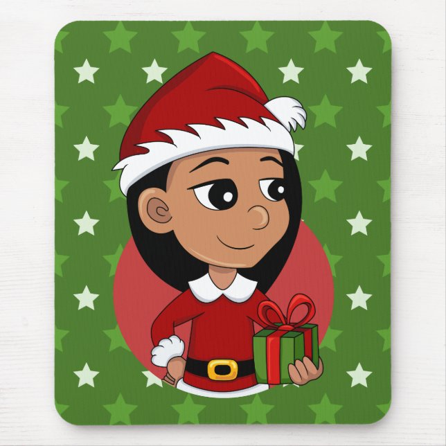 Caricature de la fille de Noël tapis de souris (Devant)