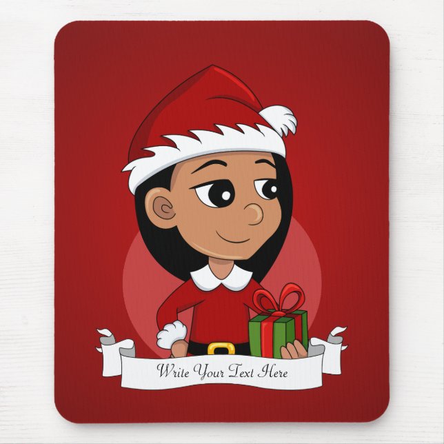 Caricature de la fille de Noël tapis de souris (Devant)