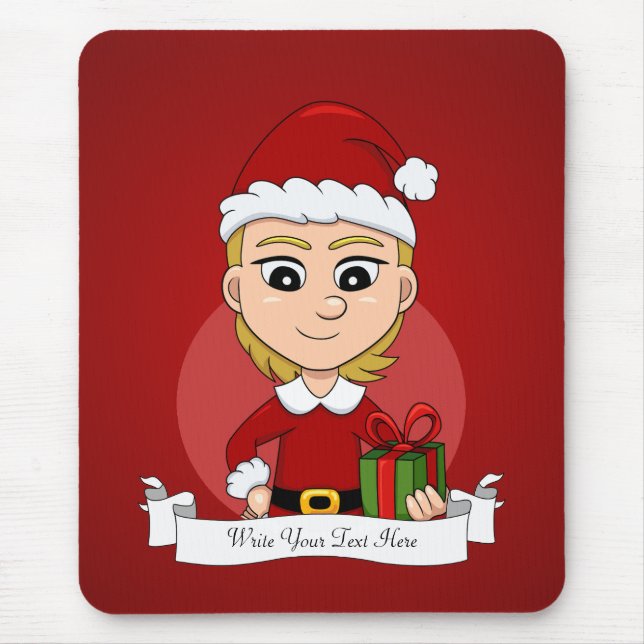 Caricature de la fille de Noël tapis de souris (Devant)