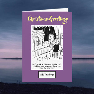 Caricature de la Nativité. Carte de Noël de l'entr