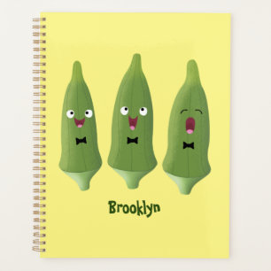 Caricature de légumes de l'okra chantante mignonne