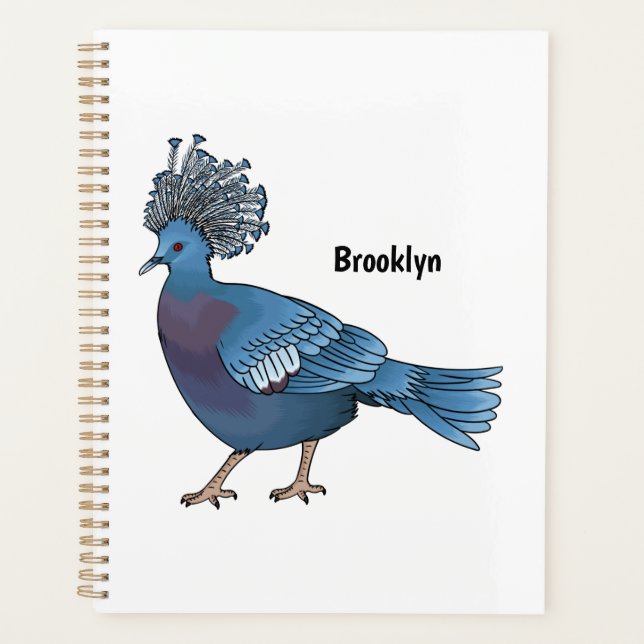 Caricature de l'oiseau pigeon couronné Victoria (Devant)