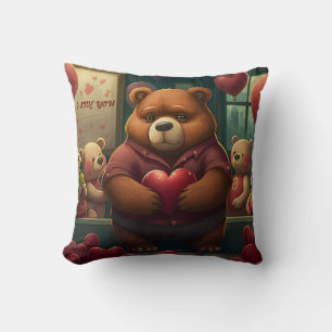 Caricature de l'ours de Valentine oreiller à lance