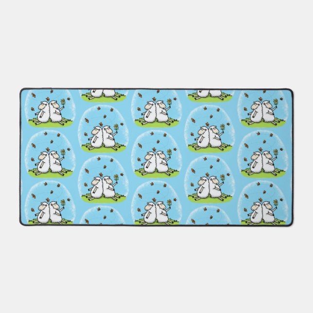 Caricature de moutons mignons amis et papillons (Recto)