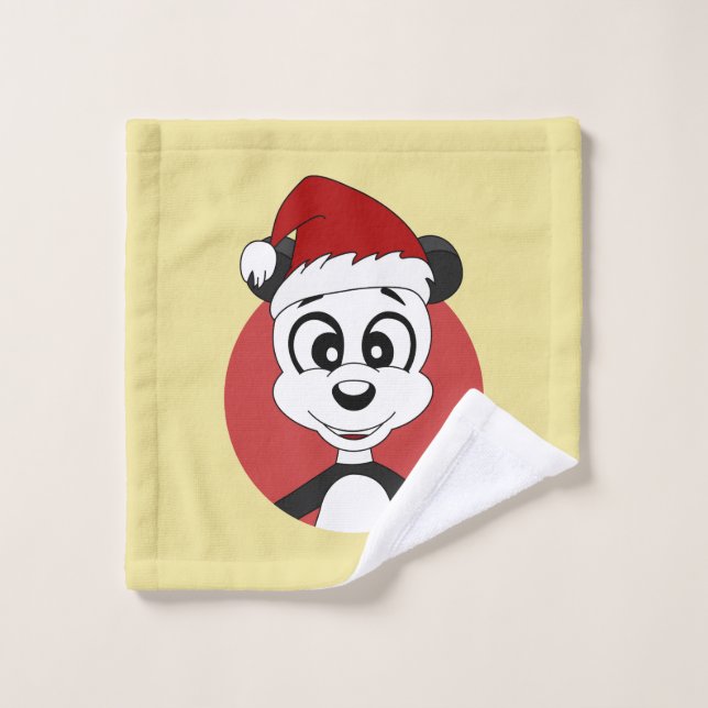 Caricature de Noël avec mignon panda linge (Gant de toilette)