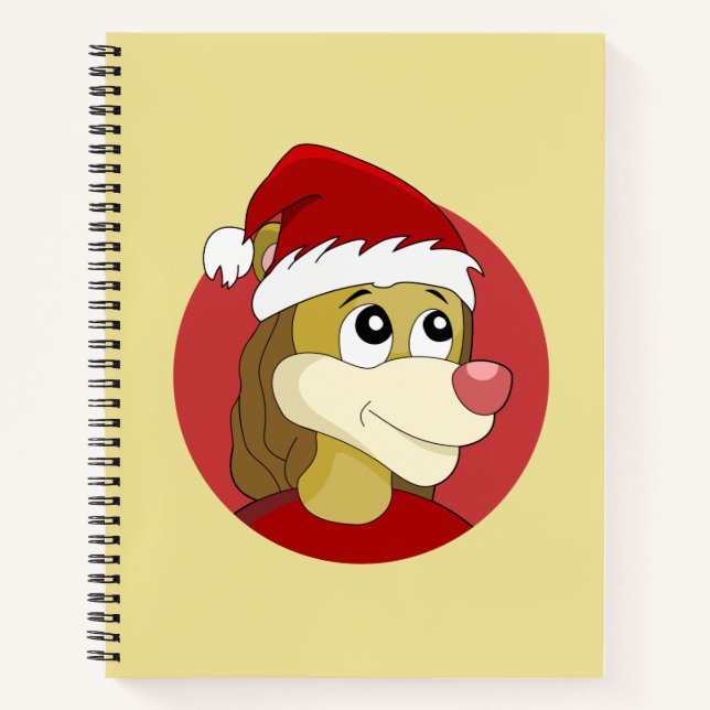 Caricature de Noël avec un mignon carnet de lion (Devant)