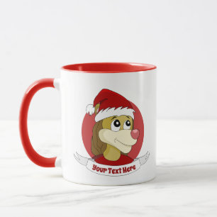 Caricature de Noël avec une mignonne tasse de lion