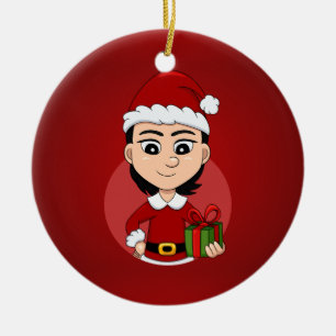 Caricature de Noël fille en céramique ornement