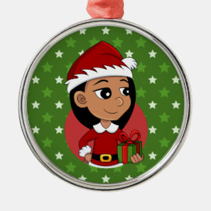 Caricature de Noël fille ornement de métal