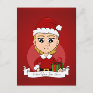 Caricature de Noël fille vacances carte postale