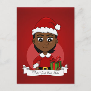 Caricature de Noël fille vacances carte postale
