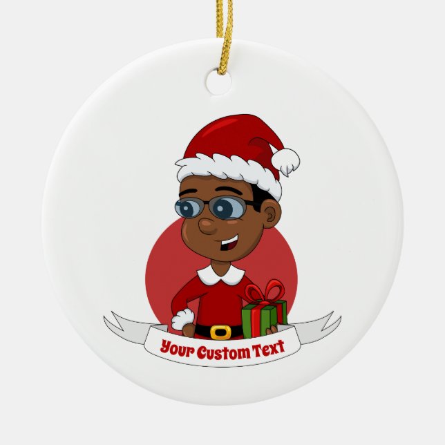 Caricature de Noël garçon ornement céramique (Devant)
