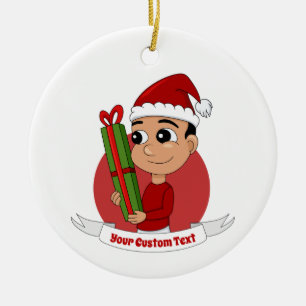 Caricature de Noël garçon ornement céramique