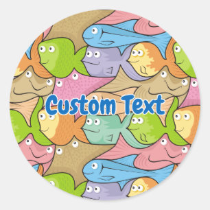 Caricature de poisson autocollant rond classique