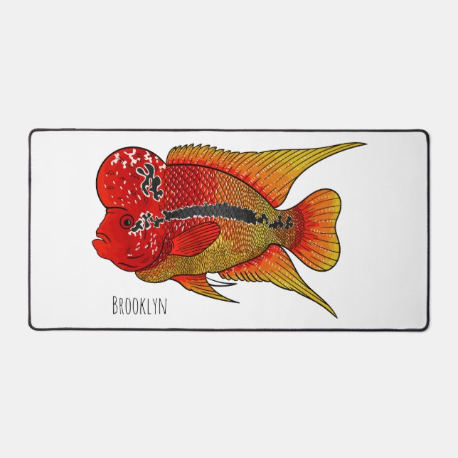 Caricature de poisson cichlide à fleur (Recto)