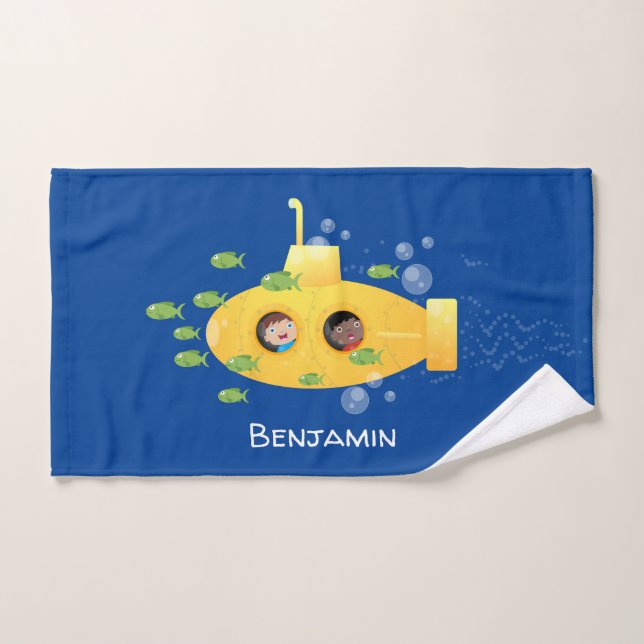 Caricature de poisson sous-marin jaune mignon (Serviette à main)