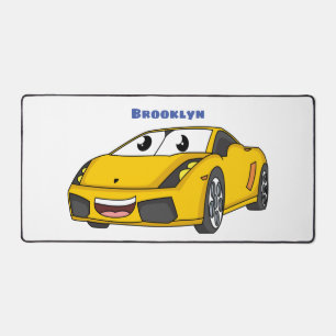 Caricature de voiture sport jaune joyeux