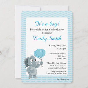 Caricature d'éléphant invitations baby showers