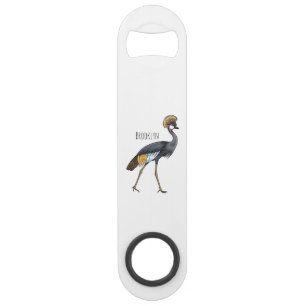 Caricature d'oiseau de grue couronné gris