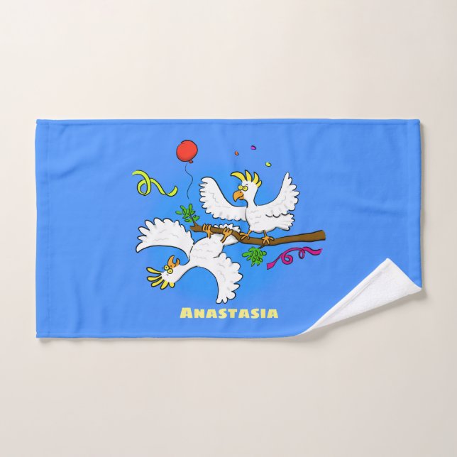 Caricature d'oiseaux de cockatoo amusante (Serviette à main)