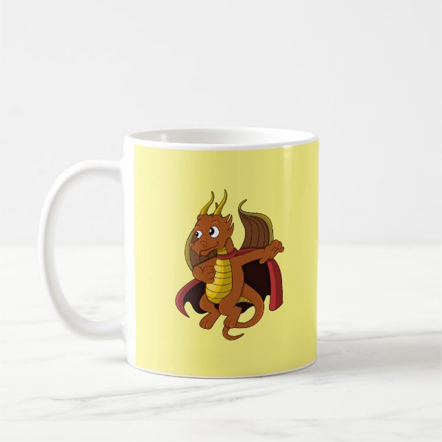 Caricature Dragon Orange Café Mug (Gauche)