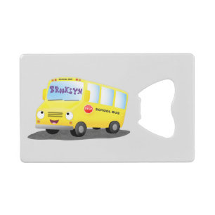 Caricature du bus scolaire jaune joyeux