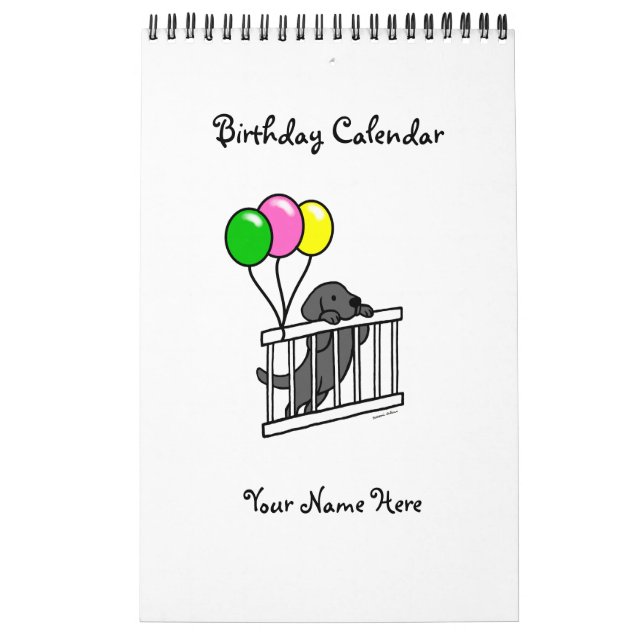 Caricature du Labrador noir Calendrier d'anniversa (Protection)
