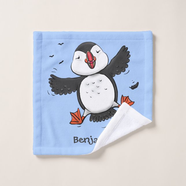 Caricature en bleu bouffin joyeux (Gant de toilette)