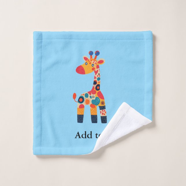 Caricature en Giraffe aux couleurs vives (Gant de toilette)