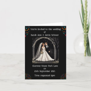 Caricature Invitation personnalisée mariage en noi