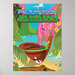 Caricature jamaïcaine affiche de voyage