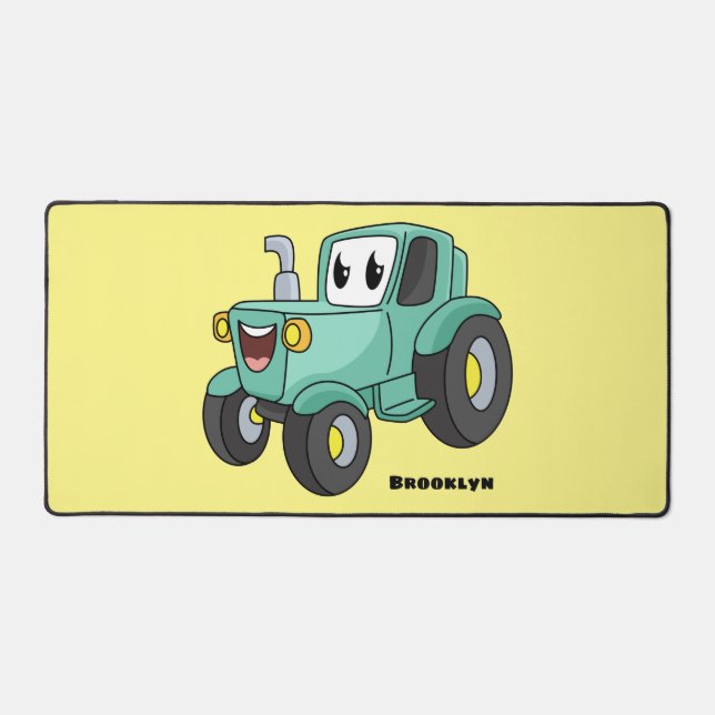 Caricature joli tracteur vert joyeux (Recto)