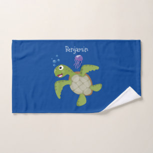 Caricature joyeuse de tortue de mer verte mignonne