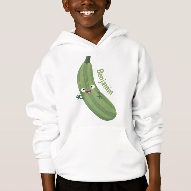 Caricature joyeux de courgettes mignonnes (Devant)