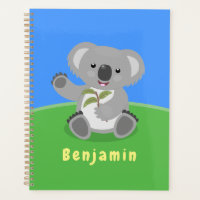 Caricature joyeux koala agitant