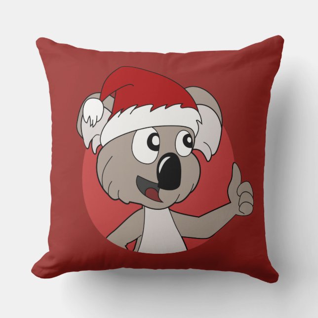 Caricature koala de Noël lancer oreiller (Recto)