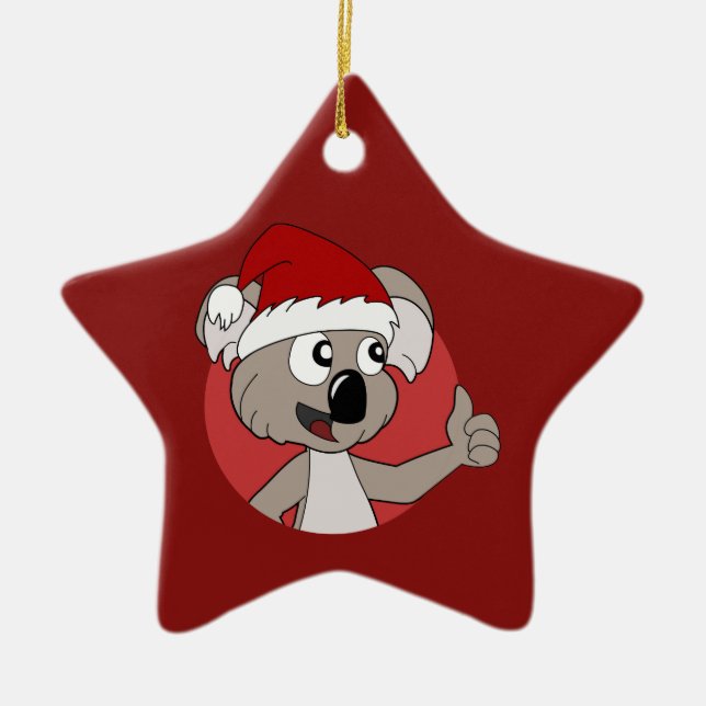 Caricature koala de Noël ornement céramique (Devant)