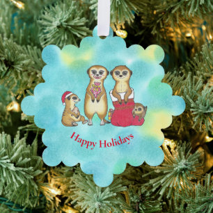 Caricature Meerkats de Noël ornement en papier