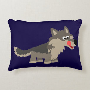 Caricature mignonne Coussin d'accent Wolf affamé