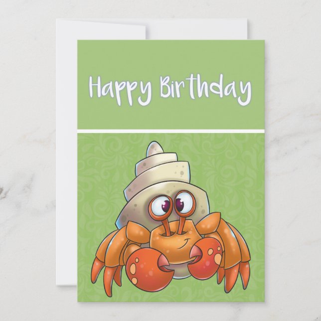 Caricature mignonne Crabe Hermite Carte d'annivers (Devant)