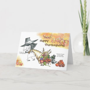 Caricature mignonne et drôle Carte Thanksgiving