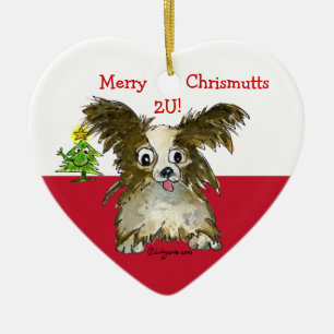 Caricature mignonne Ornement de coeur de chien coq