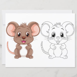 Caricature mignonne page de coloriage de rat